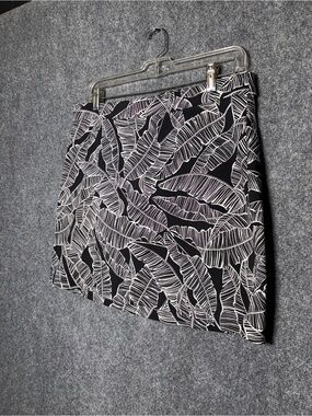 Rafaella Black Mini Skort with White Leaf Print
